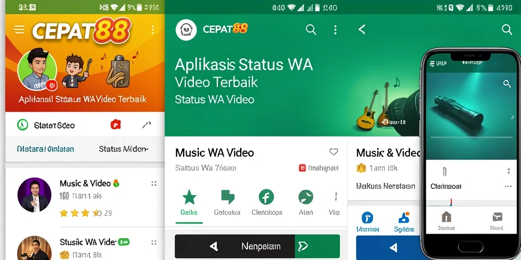 Screenshot antarmuka CEPAT88 yang menampilkan koleksi video Status WA.