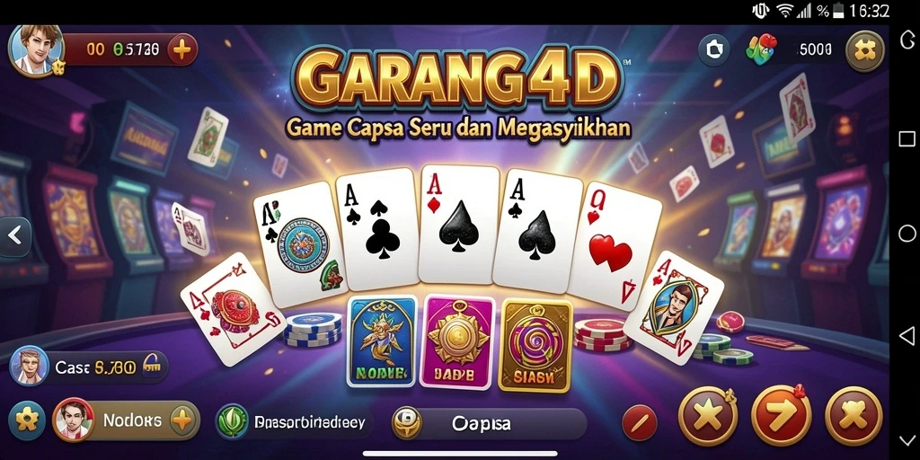 Antarmuka menarik dari GARANG4D saat bermain Capsa.