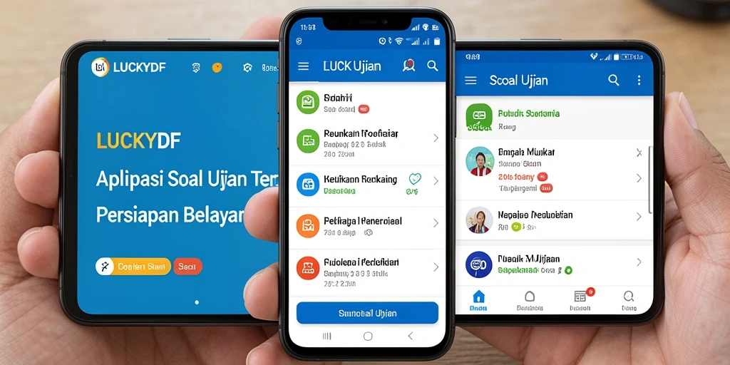 Antarmuka LUCKYDF menampilkan soal-soal Ujian yang interaktif dan mudah dipahami.