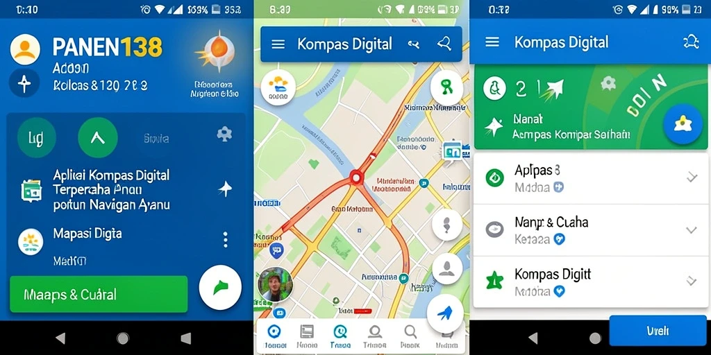 Antarmuka pengguna PANEN138 yang menampilkan fungsi Kompas Digital.