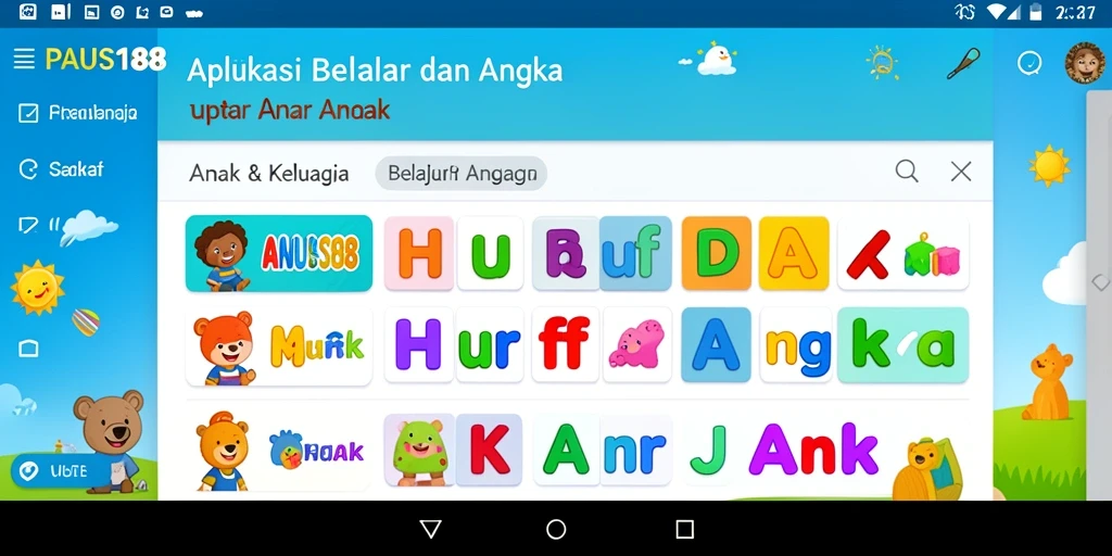 Tampilan aplikasi PAUS188 yang interaktif dan menarik untuk anak.
